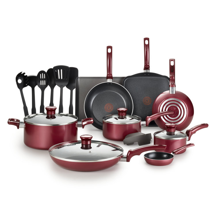 Tfal Essentials Nonstick Aluminum 20 Piece Cookware Set & Cooking
